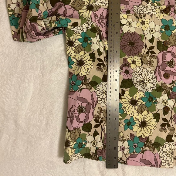 Floral Jacket Shirt Liz Claiborne Women’s Cotton Spandex Size 16 Pockets Long Sl - Picture 6 of 13